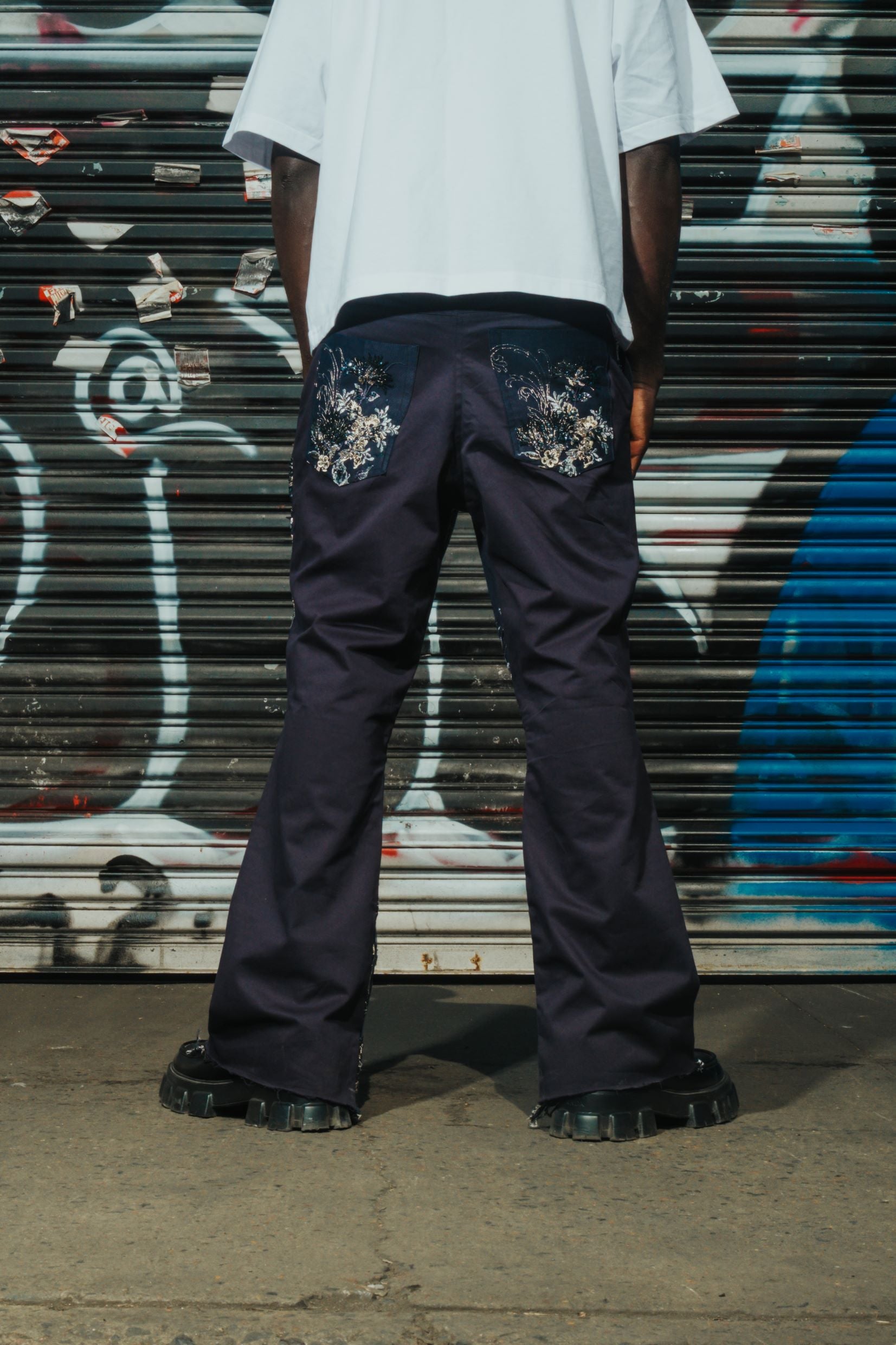 Navy blue Floral II Trouser